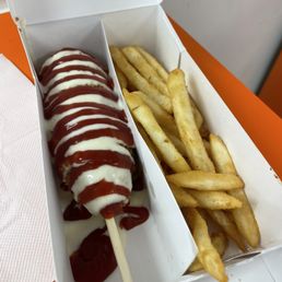 Whole Mozzarella Cheese Ricedog and Fries Whole Mozzarella Cheese Ricedog and Fries