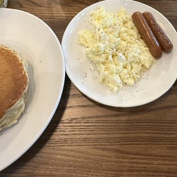 Another Broken Egg Cafe - Buttermilk Pancakes w/egg whites chicken sausage and fruit - Breakfast & Brunch Near Me - Elkridge, Maryland Another Broken Egg Cafe - Buttermilk Pancakes w/egg whites chicken sausage and fruit - Breakfast & Brunch Near Me - Elkridge, Maryland
