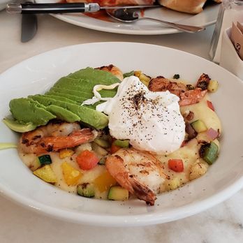 Immigrant Son Caffe - Polenta with one egg with shrimp $23 - New American Near Me - Ventura, California Immigrant Son Caffe - Polenta with one egg with shrimp $23 - New American Near Me - Ventura, California
