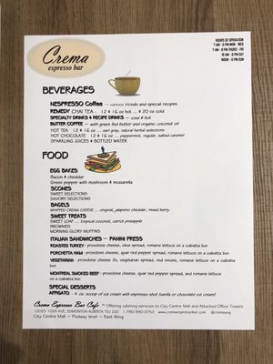 Menu photo 1 Crema Espresso Bar Edmonton, AB