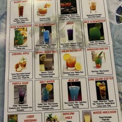 Sand Bar - Drink menu