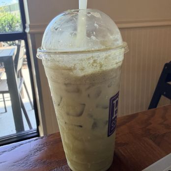 PJ's Coffee - Iced Matcha with Banana Cold Foam - Coffee & Tea Near Me - Middleburg, Florida PJ's Coffee - Iced Matcha with Banana Cold Foam - Coffee & Tea Near Me - Middleburg, Florida