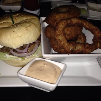 W Burger Bar - Lamb burger and onion rings - Burgers Near Me - Toronto, Ontario