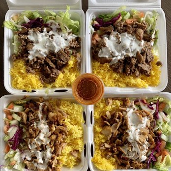 Döner Shack - Upper: Lamb & beef rice plate, lower: chicken rice plate - Middle Eastern Near Me - Honolulu, Hawaii Döner Shack - Upper: Lamb & beef rice plate, lower: chicken rice plate - Middle Eastern Near Me - Honolulu, Hawaii