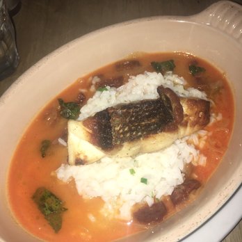Chez Nous - Snapper w/ chorizo and Carolina rice - French Near Me - Charleston, South Carolina