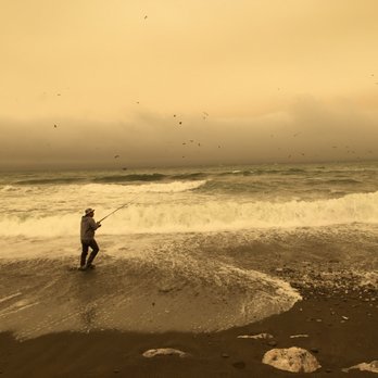 Rockaway Beach - Weird lighting from the fog and marine layer and the sun trying to break thru at 11 am, no filters, iPhone 6 plus - Beaches Near Me - Pacifica, California
