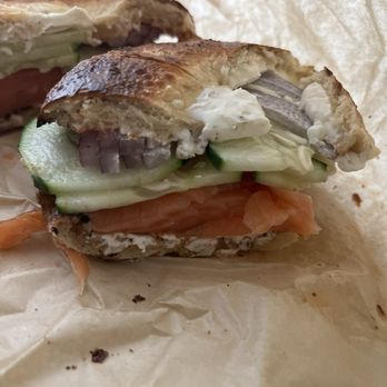 Cafe Jumping Bean - lox bagel sandwich on jalapeño cheddar bagel - Cafes Near Me - Chicago, Illinois