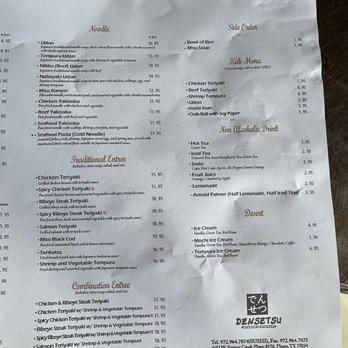 Densetsu - Paper Menu - Japanese Near Me - Plano, Texas