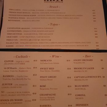 Lucky’s Cocktail Lounge - Menu. - Cocktail Bars Near Me - Brooklyn, New York