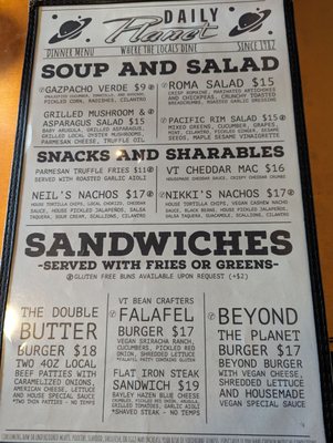 Menu photo 1 The Daily Planet Burlington, VT Menu photo 1 The Daily Planet Burlington, VT