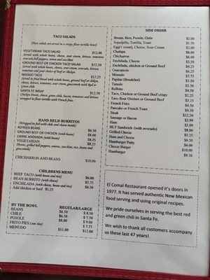 Menu photo 2 El Comal Santa Fe, NM