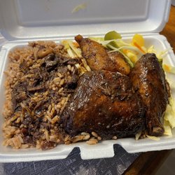 T's caribbean restaurant - Jerk chicken lunch special!! Yum!