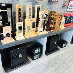 Elio's Locksmith - Emtek hardware display and safes.