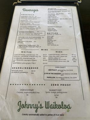 Menu photo 8 Johnny’s Waikoloa Waikoloa, HI