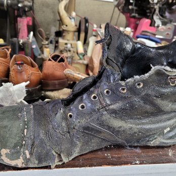 Shoe Lab Beverly Hills - Original boot brought in.... before Carlos @shoelab (Charville) did his Xmas magic - Shoe Repair Near Me - Beverly Hills, California
