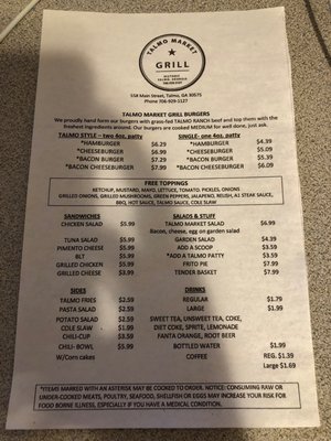 Menu photo 4 Talmo Market Grill Talmo, GA