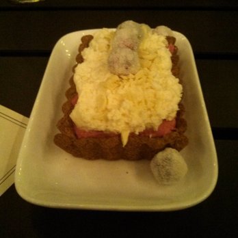 VIM Dining & Desserts - delicious white chocolate gingerbread tart and candied cranberries - New American Near Me - Santa Cruz, California