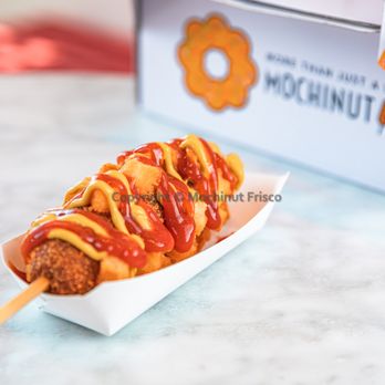 Mochinut Frisco - a hot dog with ketchup and mustard - Donuts Near Me - Frisco, Texas Mochinut Frisco - a hot dog with ketchup and mustard - Donuts Near Me - Frisco, Texas