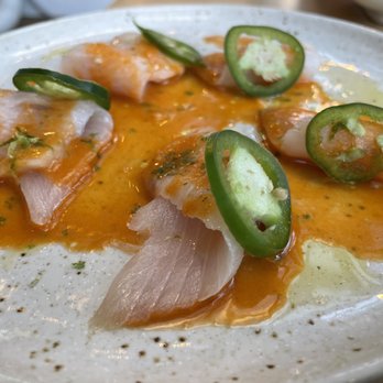 Douska - Yellowtail Crudo- awesome flavor no spice jalapeño seeds removed - Sushi Bars Near Me - New York, New York Douska - Yellowtail Crudo- awesome flavor no spice jalapeño seeds removed - Sushi Bars Near Me - New York, New York