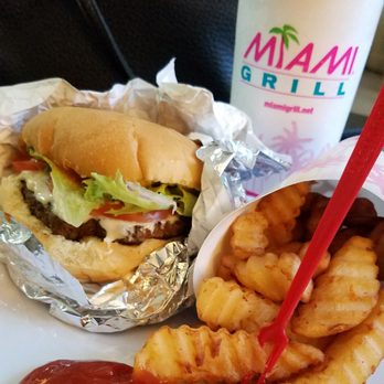 Miami Grill - Why Yes i did eat most of the fries before taking the pic lol (classic burger) - Chicken Wings Near Me - Margate, Florida