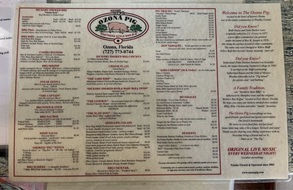 Menu photo 4 The Ozona Pig Palm Harbor, FL