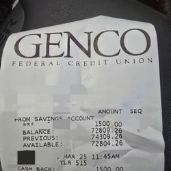 Genco Federal Credit Union - It's quite sad when you need money in your own bank, and you can't take it out. I even told her I would come inside.