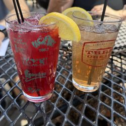 Three Creeks Brew Pub - TCB Spiked Marionberry Lemonade (on the left)