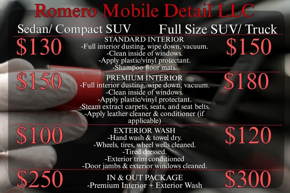 ROMERO MOBILE DETAIL Cornelius, Oregon Auto Detailing Phone