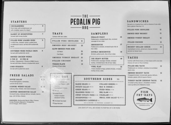 Menu photo 1 The Pedalin' Pig BBQ Blowing Rock, NC Menu photo 1 The Pedalin' Pig BBQ Blowing Rock, NC