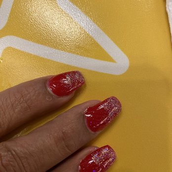 Salon Dioro - Asked for ombré red nails , ): nails were not what I expected :/ acrylic not well done , acrylic on top of skin - Hair Salons Near Me - Sherman Oaks, California