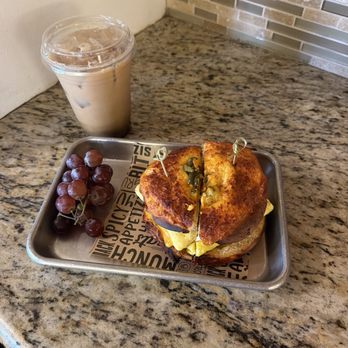 Mountain Coffee House - Rose & raspberry iced latte. Jalapeño cheddar breakfast bagel sandwich. grapes (which unfortunately aren't given each time) - Coffee & Tea Near Me - Tehachapi, California Mountain Coffee House - Rose & raspberry iced latte. Jalapeño cheddar breakfast bagel sandwich. grapes (which unfortunately aren't given each time) - Coffee & Tea Near Me - Tehachapi, California