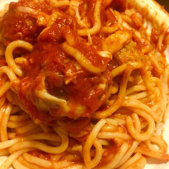 Pizza Baron - Reno - Spaghetti ($6.95) and meatballs ($1.25). Pasta was overcooked, but the sauce was good and the meatballs were tasty! - Pizza Near Me - Reno, Nevada