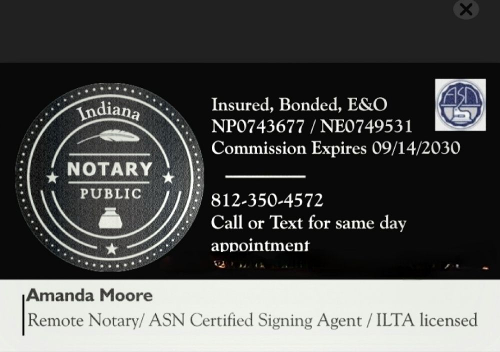 AMANDA’S NOTARY SERVICES Request a Quote Columbus, Indiana