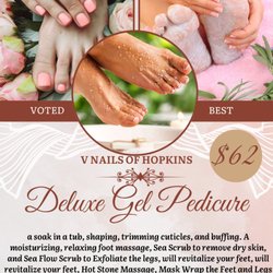 V Nails - Delux is the way to go when you get a pedicure - luxurious and relaxing - Call and book your appointment today