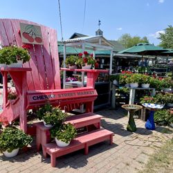 Cherry Street Market - Photo Op in the big pink Adirondack chair!