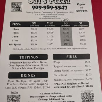 Sal's Pizza - Menu Prices 8/8/2026 - Pizza Near Me - Alta Loma, California Sal's Pizza - Menu Prices 8/8/2026 - Pizza Near Me - Alta Loma, California