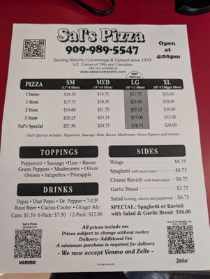 Menu photo 1 Sal's Pizza Alta Loma, CA Menu photo 1 Sal's Pizza Alta Loma, CA