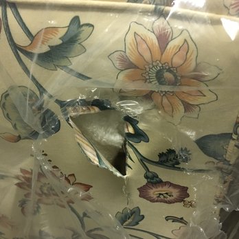 Pro American Van Lines - Gouged upholstery on back of sofa - Movers Near Me - Fairfax, Virginia
