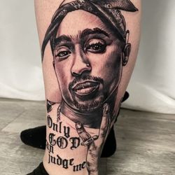 Sage and Serpent Tattoo Collective - Tupac Realism Portrait