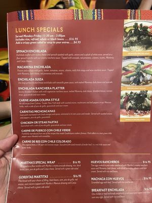 Menu photo 7 Martha's Old Mexico Sebastopol, CA