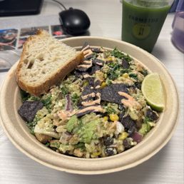 The Rancher bowl and Mango Kale Apple Juice