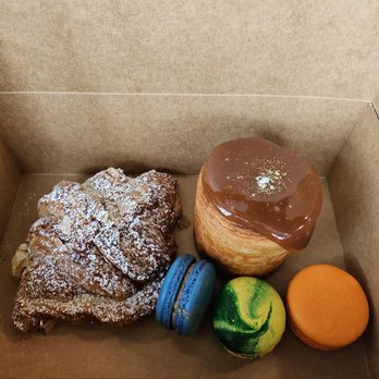 La Fillette Bakery - Almond crossaint, caramel apple crossaint muffin, macarons (mocha, calamansi, pumpkin) - Bakeries Near Me - Denver, Colorado