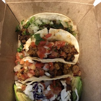 The Truck Stop - Jackfruit Carnitas Taco Azteca Pastor Taco Chckn Barbacoa Taco - Food Trucks Near Me - Culver City, California