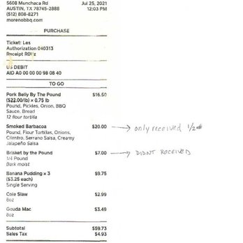 Moreno Burger Co - Receipt for Moreno's Dispute - Barbeque Near Me - Austin, Texas Moreno Burger Co - Receipt for Moreno's Dispute - Barbeque Near Me - Austin, Texas