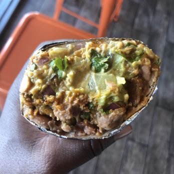Cinco TacoBar - Burrito with al pastor, guac, onions, refried beans, salsa. - Mexican Near Me - San Leandro, California Cinco TacoBar - Burrito with al pastor, guac, onions, refried beans, salsa. - Mexican Near Me - San Leandro, California