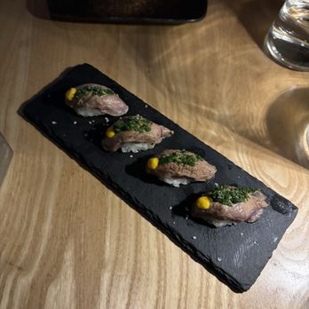 Yunta Nikkei - Beef torched Nigiri...melts in your mouth - Peruvian Near Me - Charlotte, North Carolina