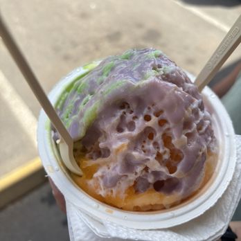 Mountain Magic Shave Ice - Shave ice with lilikoi, haupia, honeydew with ube snow cap - Shaved Ice Near Me - Waipahu, Hawaii Mountain Magic Shave Ice - Shave ice with lilikoi, haupia, honeydew with ube snow cap - Shaved Ice Near Me - Waipahu, Hawaii