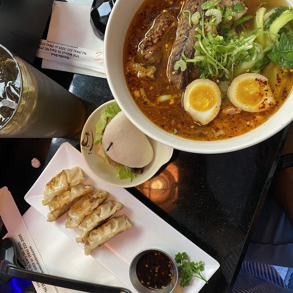 Noodle Boulevard - Short rib ramen + pork Bao + gyoza - Ramen Near Me - Cary, North Carolina