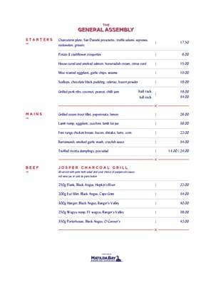 Menu photo 5 The General Assembly Melbourne, VIC Menu photo 5 The General Assembly Melbourne, VIC