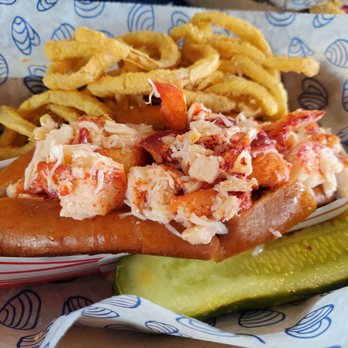 Bob's Clam Hut - Large lobster roll with onion ring upgrade ($1.95). - Seafood Near Me - Kittery, Maine Bob's Clam Hut - Large lobster roll with onion ring upgrade ($1.95). - Seafood Near Me - Kittery, Maine